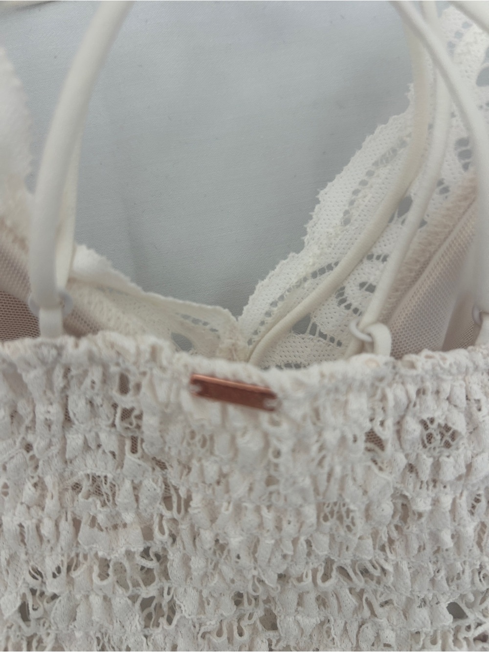 NTW PINK Victoria’s Secret Cream Lace Strappy Bralette Coquette / Size M - Picture 6 of 7